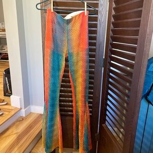 Mumu Mellow Crochet Flare Pants Rainbow Festival Boho Bell Bottom USA